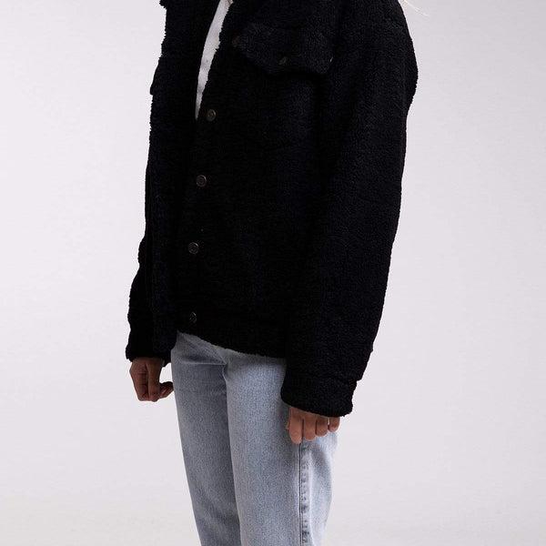 Teddy Jacket Oversized Polyester Black Rhythm US