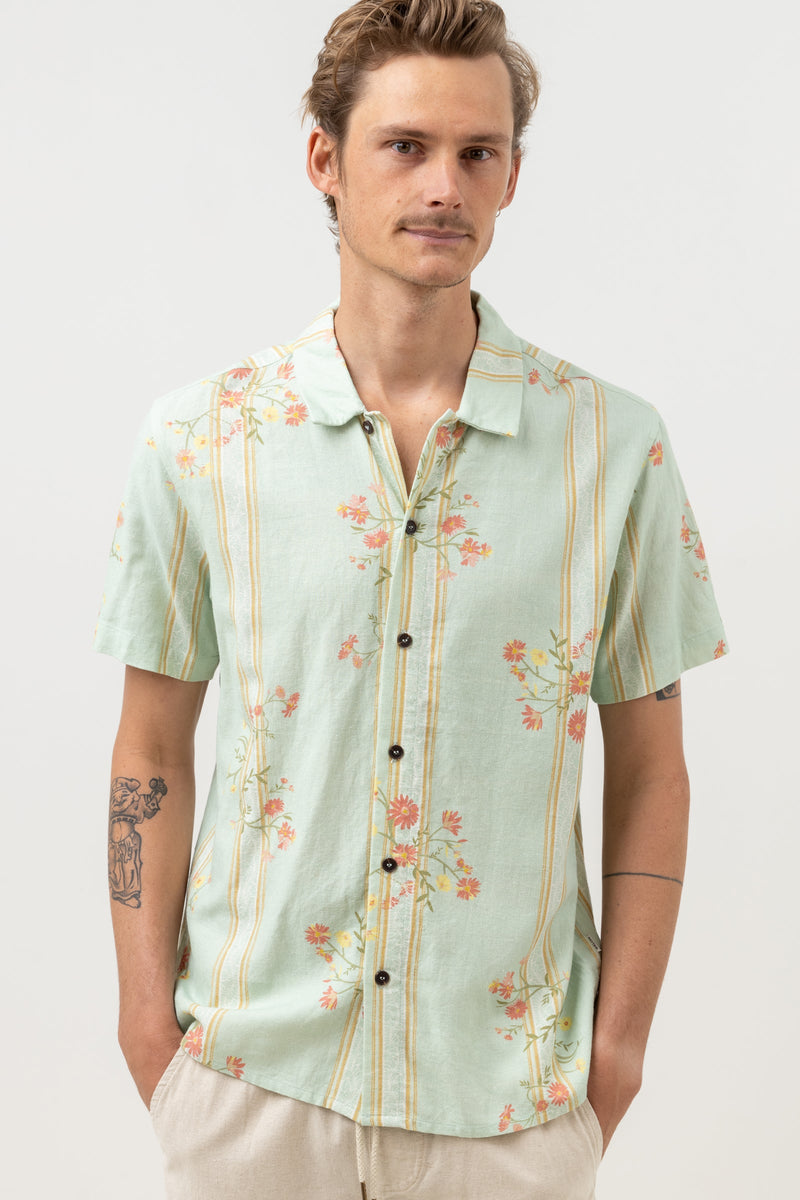 Floral Stripe Linen SS Shirt Sage – Rhythm US