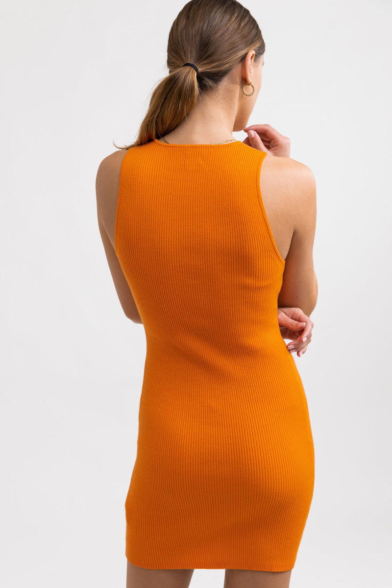 Aries Knit Mini Dress Burnt Orange