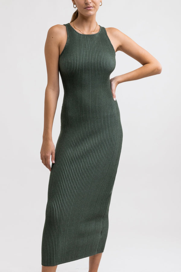 Olina Knit Midi Dress Marine Green