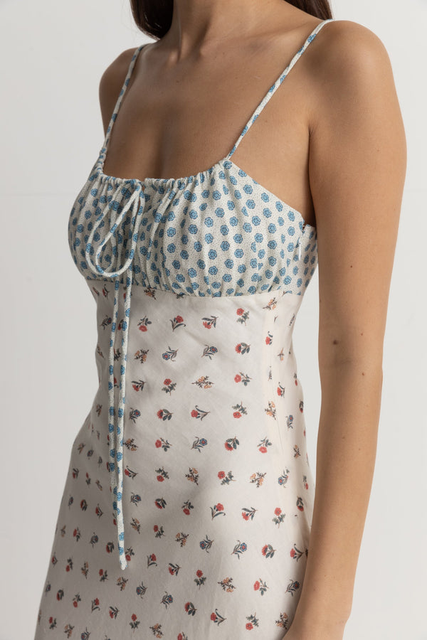 Harlow Floral Gathered Maxi Dress Natural