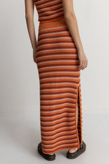Spirit Knit Stripe Midi Skirt Coral