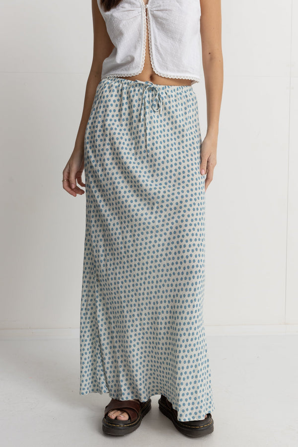 Harlow Floral Bias Cut Maxi Skirt Natural