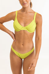 Bengal Jacquard Support Panelled Underwire Top Celery