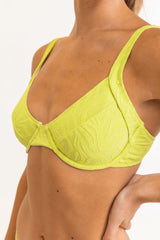 Bengal Jacquard Support Panelled Underwire Top Celery