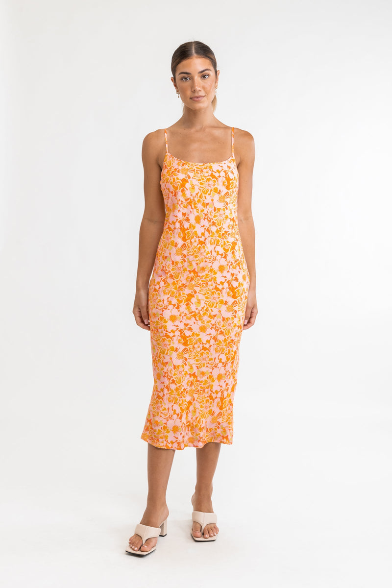 Evangeline Slip Midi Dress Mandarin