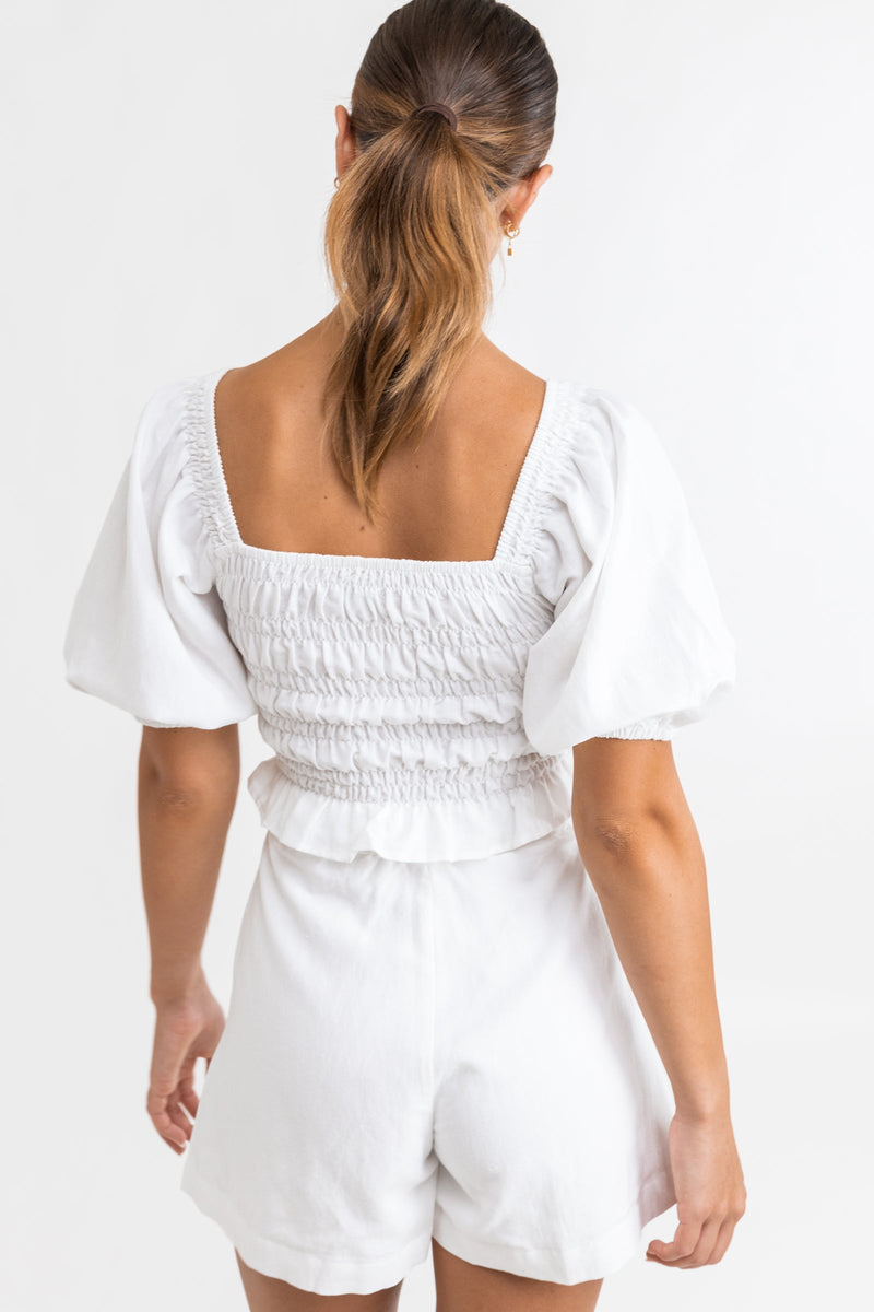 Bronte Smocked Top White