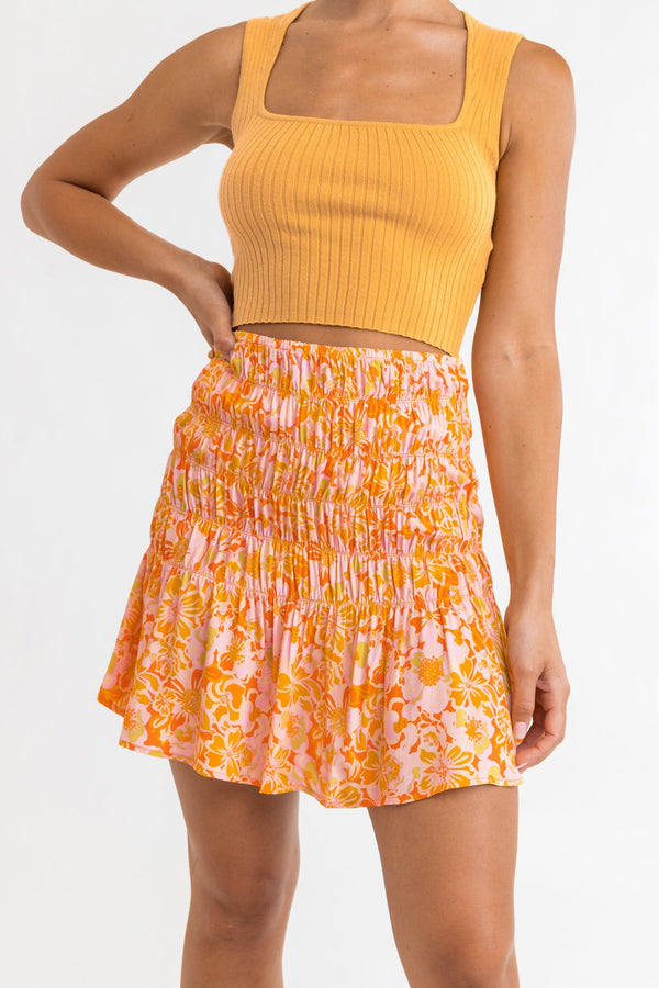 Evangeline Floral Mini Skirt Mandarin