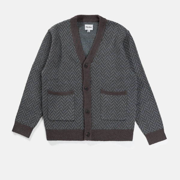 Mohair Herringbone Cardigan Pacific – Rhythm US