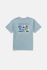Flower Vintage Ss T Shirt Blue Fog
