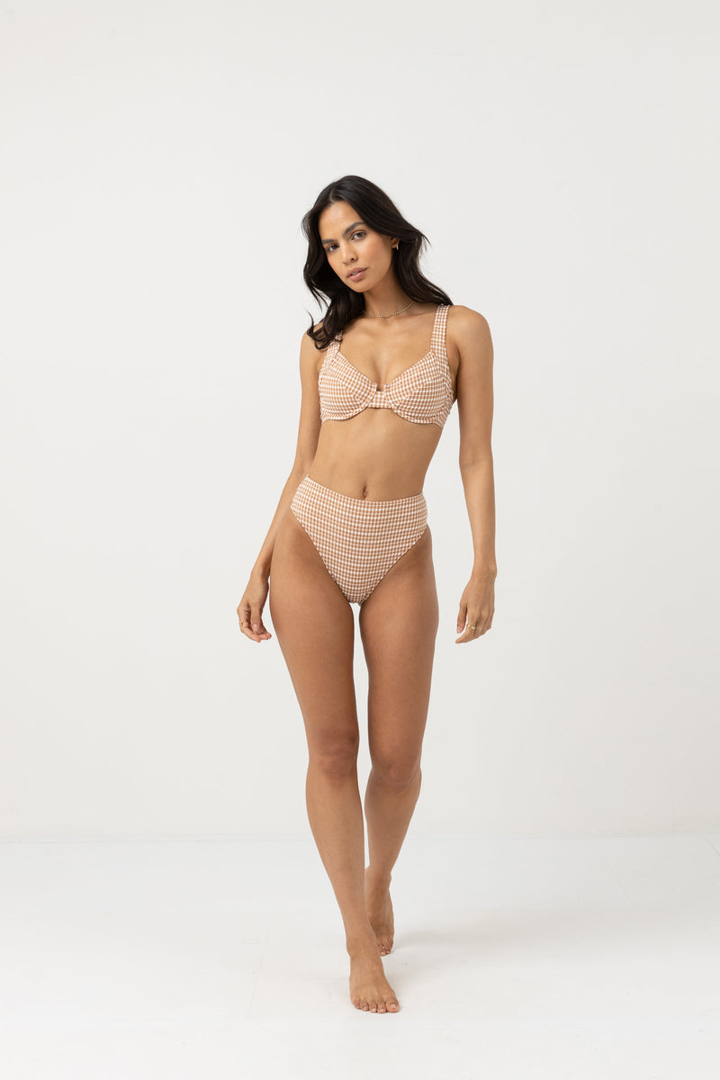 Lola Check Hi Waist Pant Clay