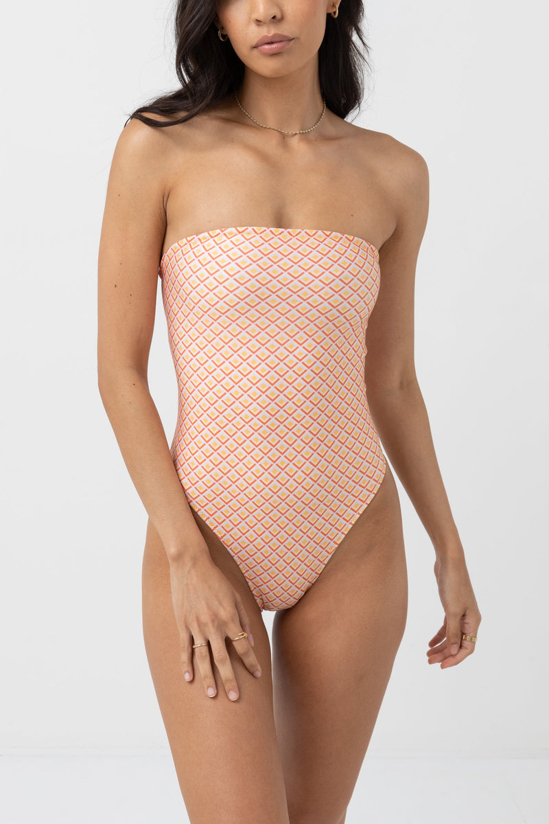 Cayman Geo Strapless One Piece Mandarin