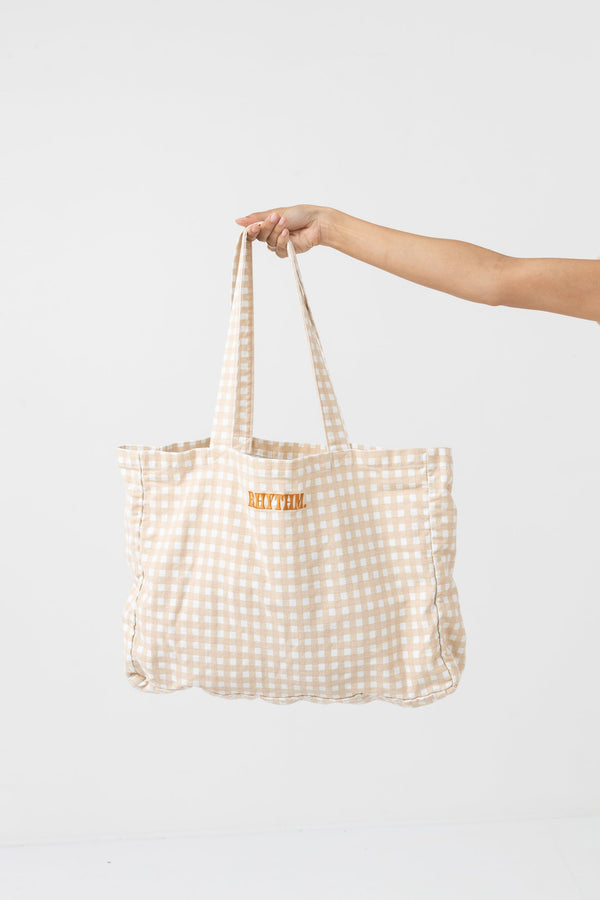 Lola Check Tote Bag Clay