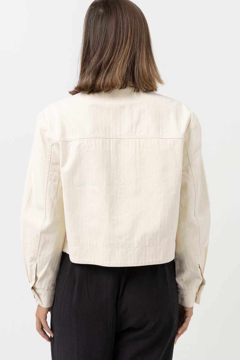 Dylan Cropped Shacket Cream