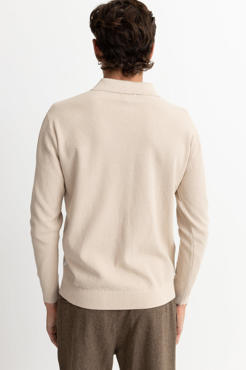 Textured Knit Ls Polo Vintage White – Rhythm US