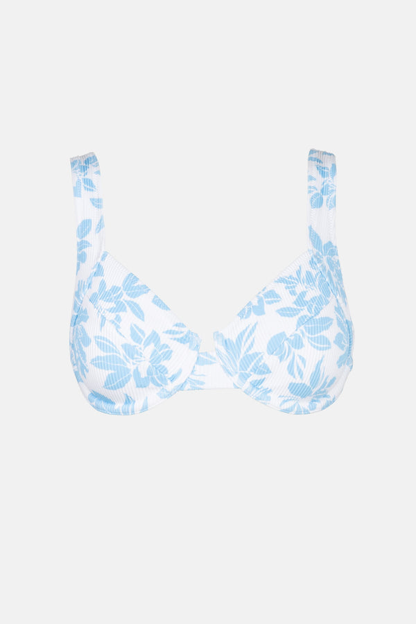 Grace Floral Panelled Support Underwire Top Blue