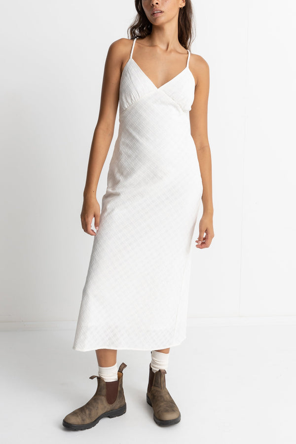 Briannah Bias Cut Midi Dress White