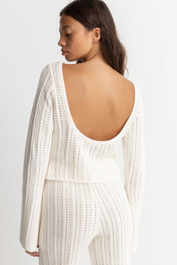 Charlize Knit Long Sleeve Top White