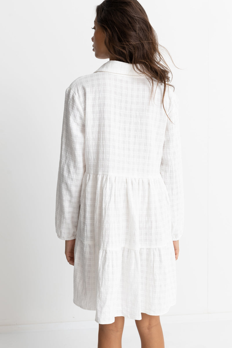 Sonya Tiered Mini Dress White