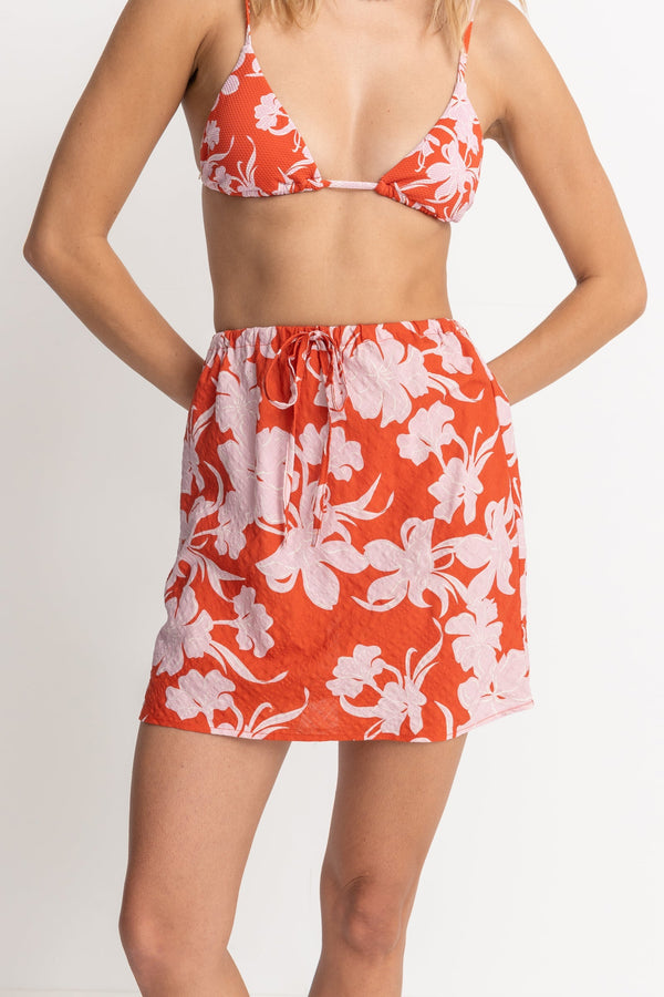 Catalina Floral Mini Skirt Red