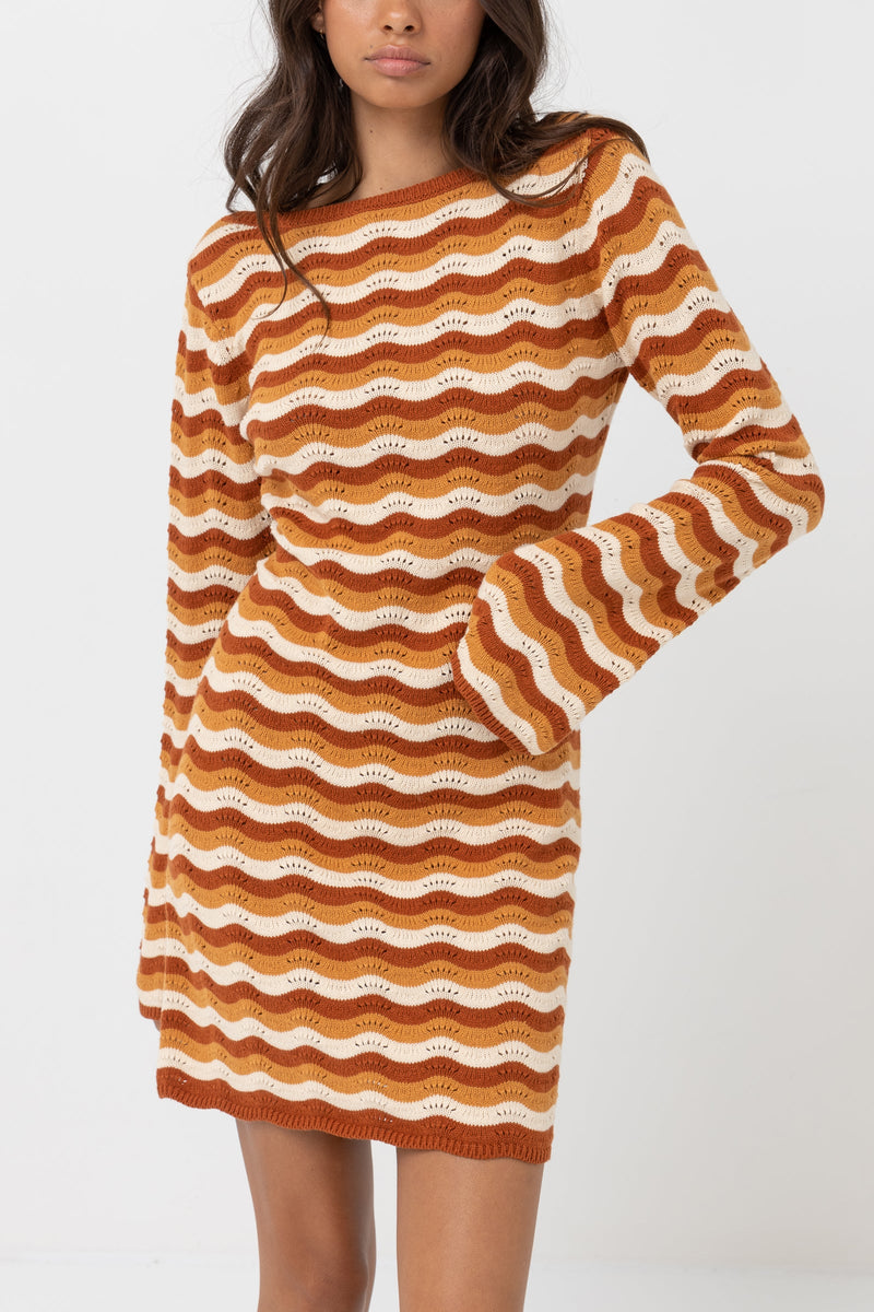Sunshine Long Sleeve Knit Mini Dress Orange