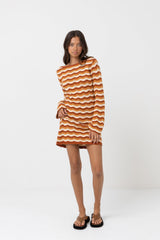 Sunshine Long Sleeve Knit Mini Dress Orange