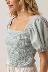 Clementine Shirred Top Mint