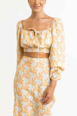 Goldie Floral Long Sleeve Top Apricot