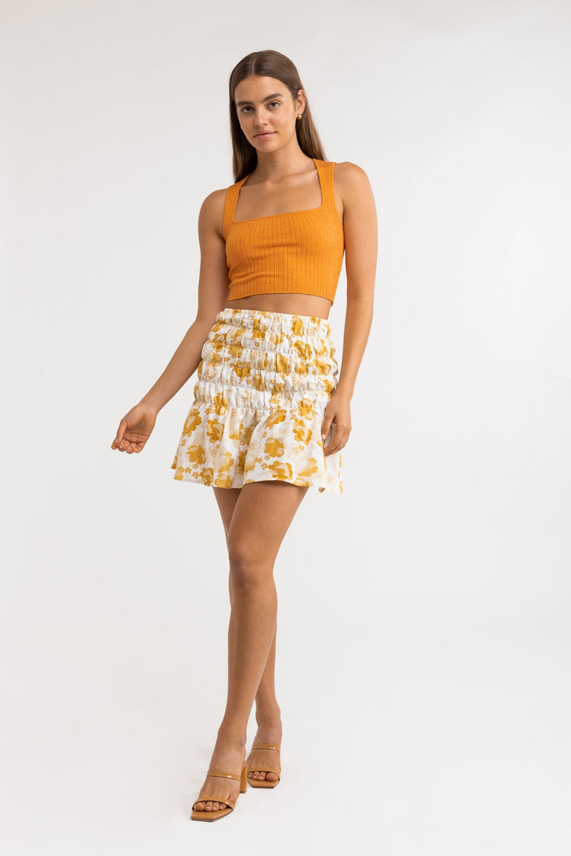 Harmony Floral Mini Skirt Honey