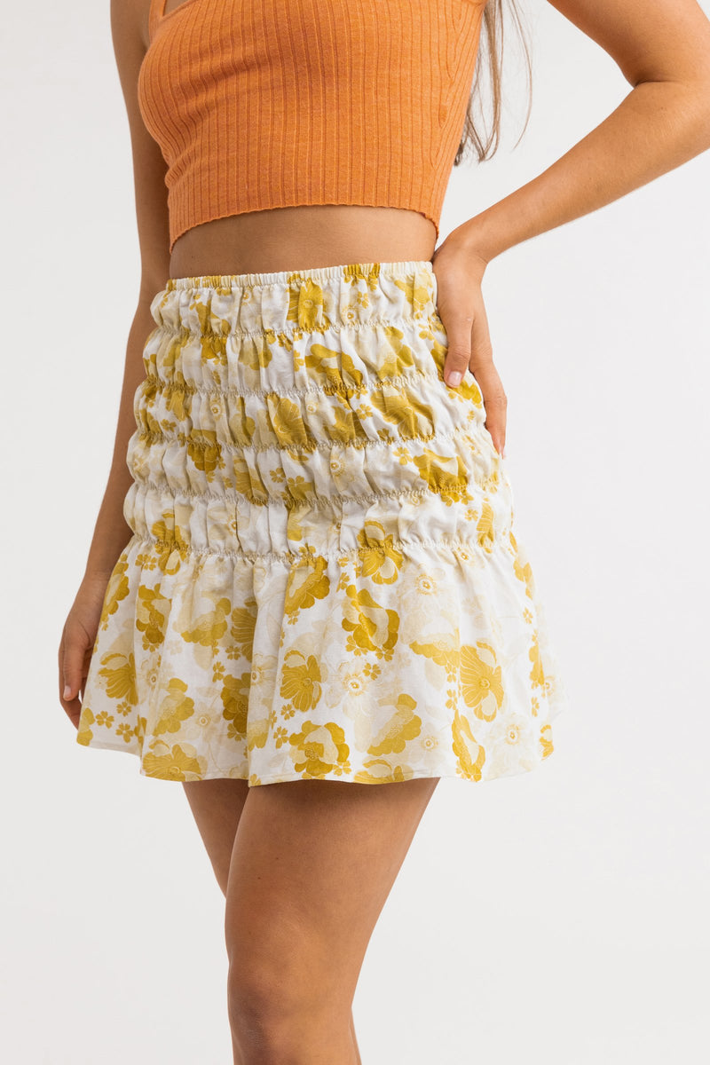 Harmony Floral Mini Skirt Honey