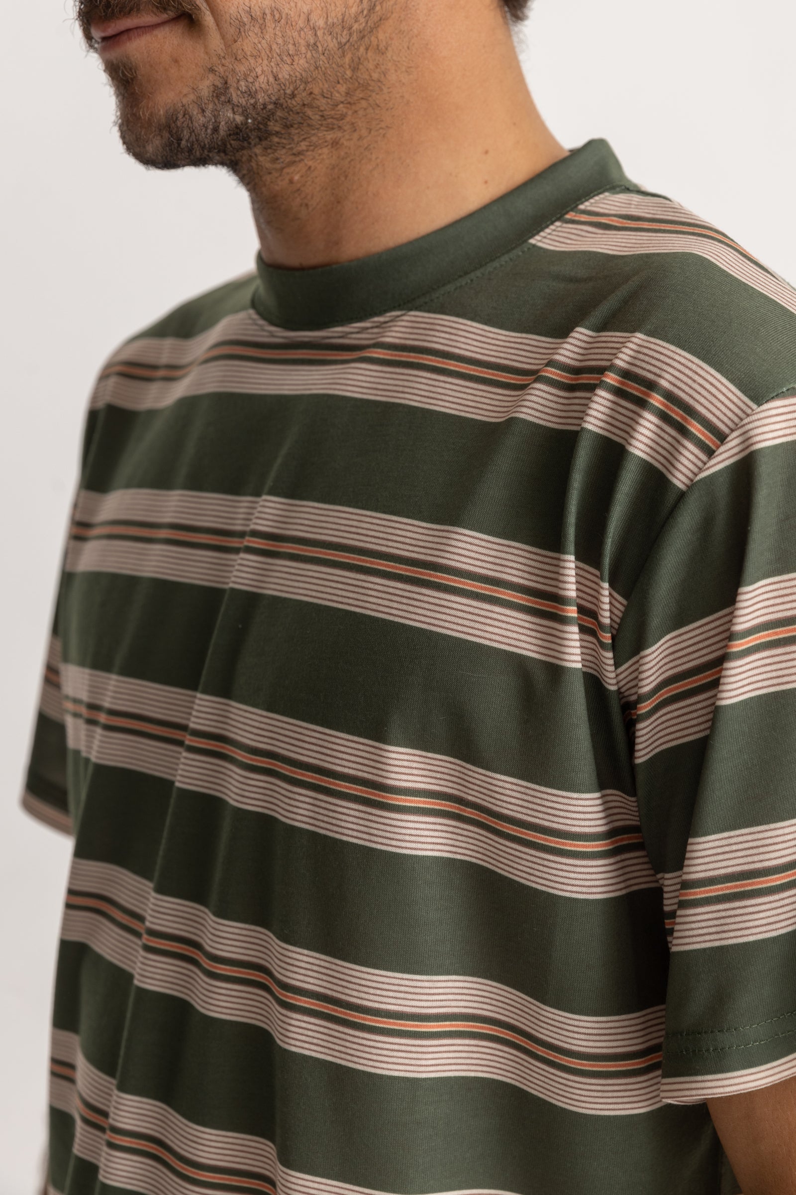 [ UNIFORM BRIDGE]★vintage stripe s/s tee vintage stripe s/s tee olive - UNIFORM BRIDGE