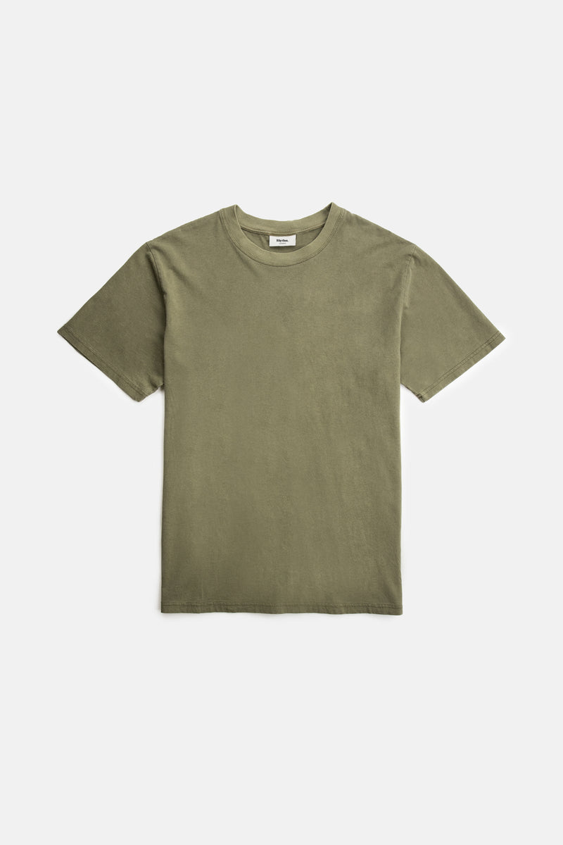 Short Washed US Heavy Vintage T-Shirt Weight Rhythm Cotton – Sleeve Green