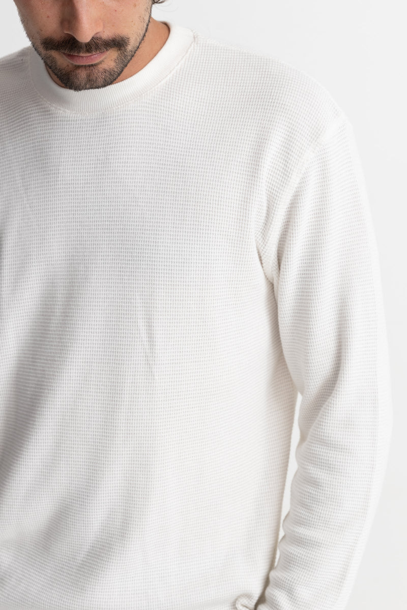 Waffle Knitted White Cream Sweater – Rhythm US