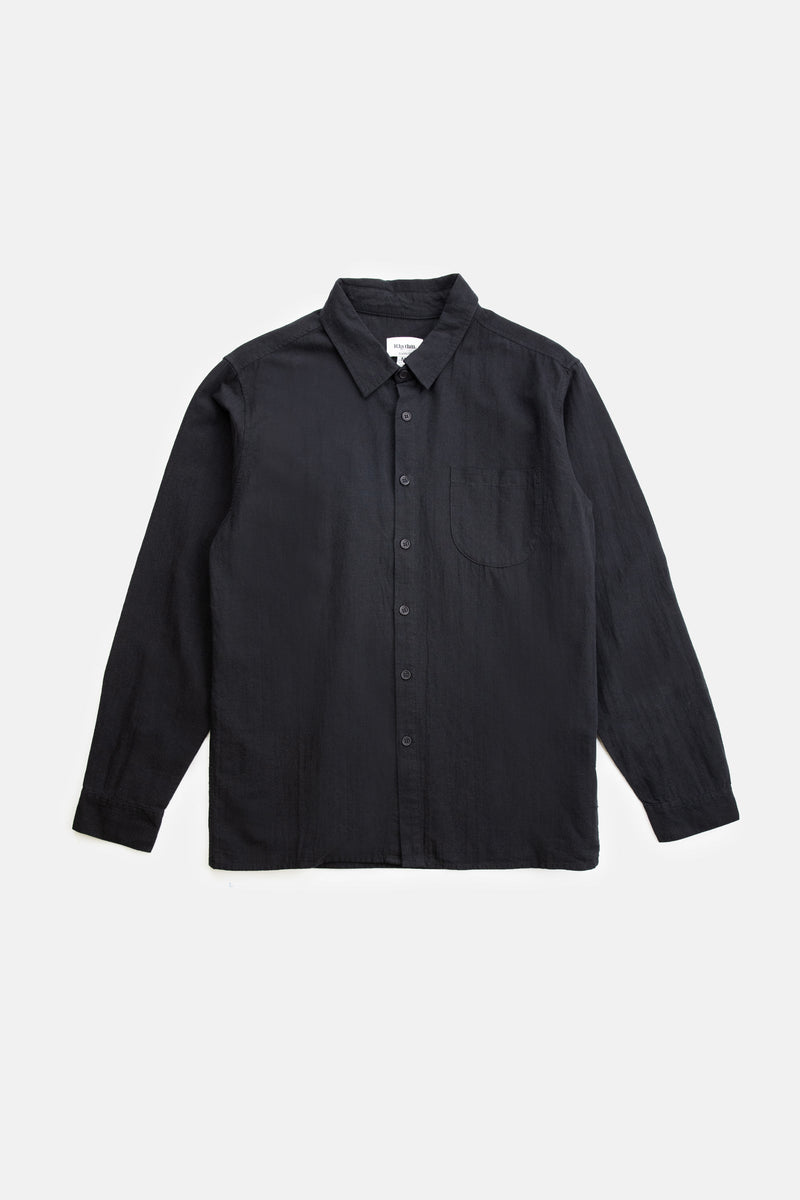 Basic Cotton Button Up Long Sleeve Shirt Black – Rhythm US