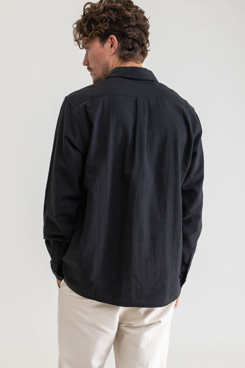 Classic Linen Ls Shirt Vintage Black – Rhythm US