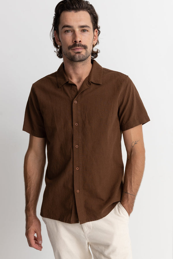 Classic Linen Ss Shirt Chocolate