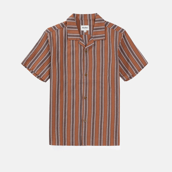 Vacation Stripe SS Shirt Brown