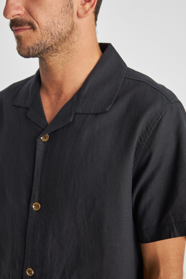 Linen Cuban SS Shirt Dark Smoke