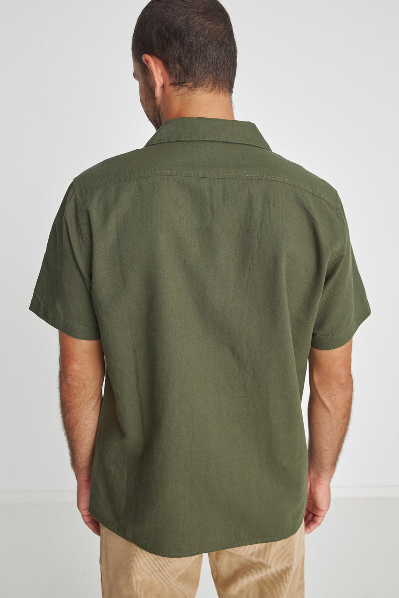 Linen Cuban SS Shirt Olive