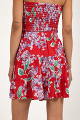 Isle Floral Tiered Mini Skirt Red