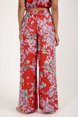 Isle Floral Wide Leg Pant Red