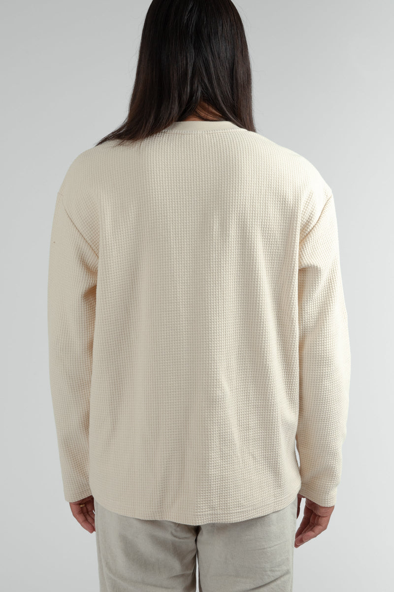 Vintage Waffle Knit Ls T Shirt Natural