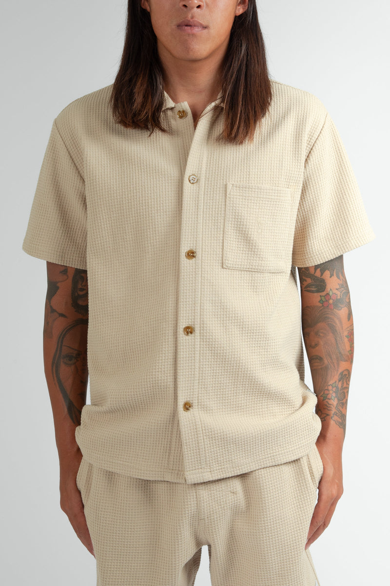 Waffle Knit Ss Shirt Sand