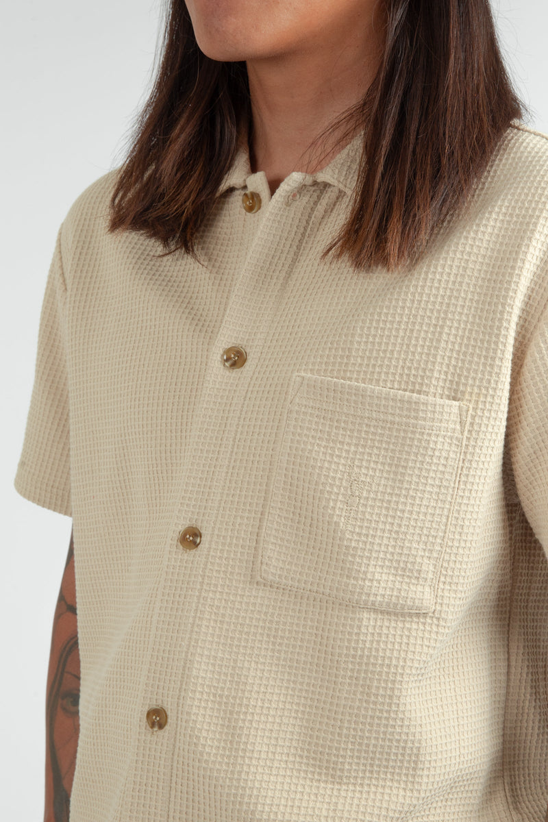 Waffle Knit Ss Shirt Sand